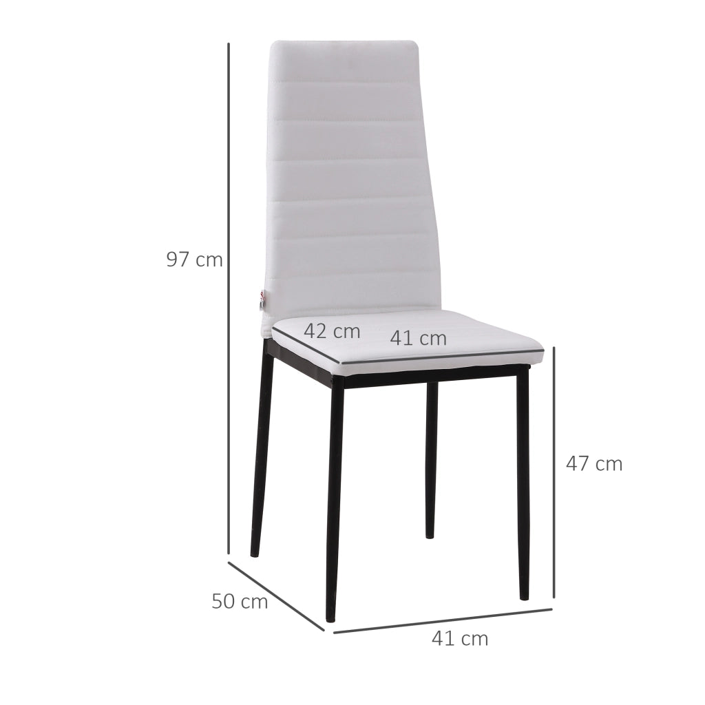 Set 4 Sedie Imbottite da Pranzo ¨C Zephmum ¨C Bianco, Metallo, Tessuto