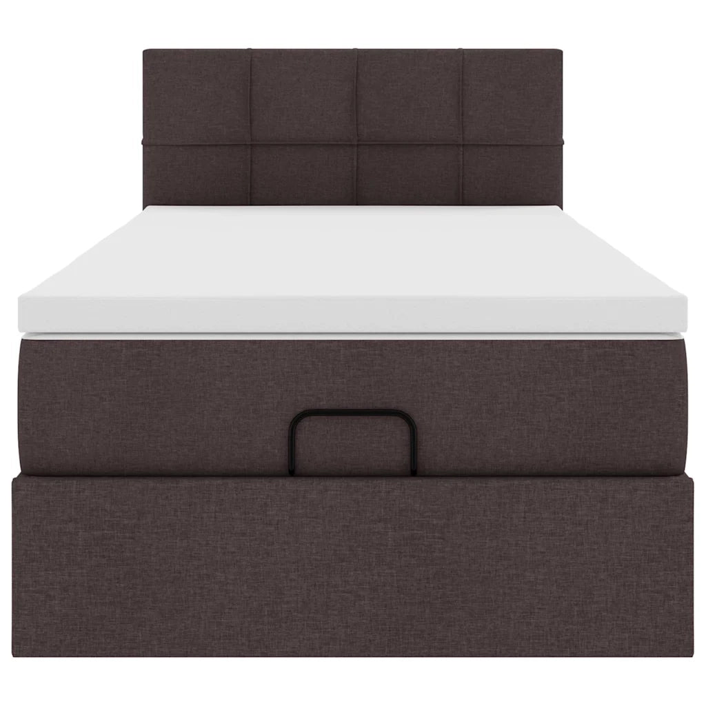 Pouf Letto con Materasso e LED Marrone Scuro 90x200 cm Tessuto 3312280