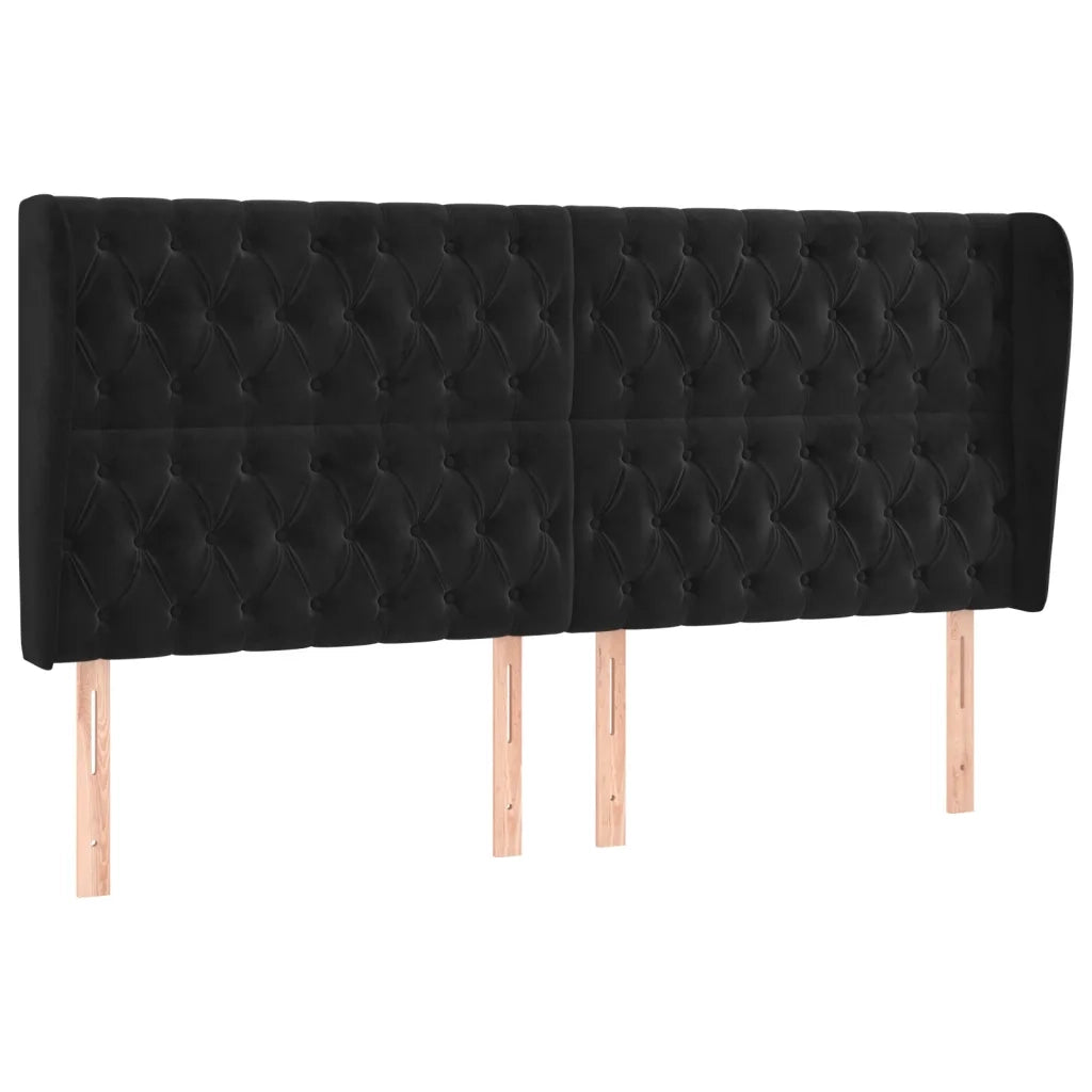 Testiera ad Orecchio Nera 203x23x118/128 cm in Vellutocod mxl 121611