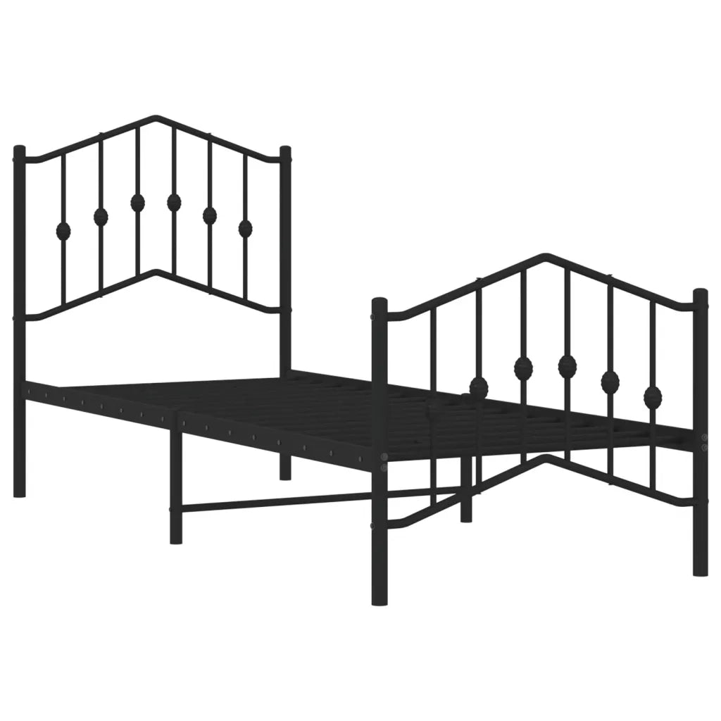 Giroletto con Testiera e Pediera Metallo Nero 75x190 cm 373797