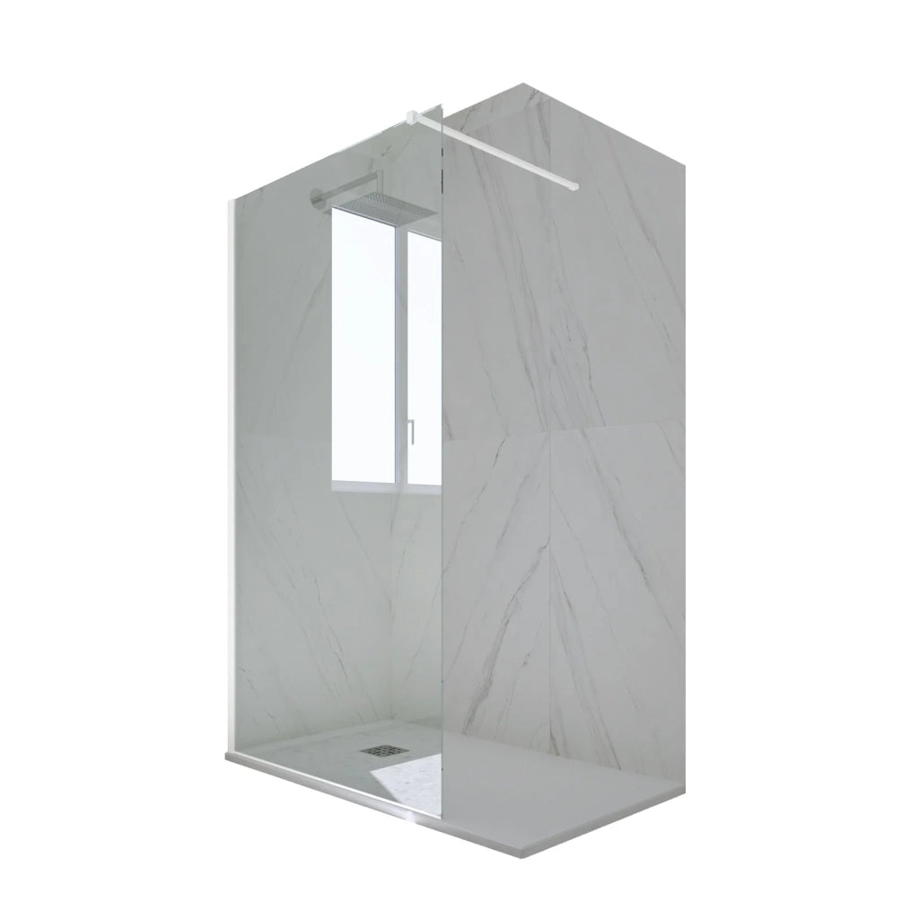 Parete doccia Walk-in da 110 CM H 200 Vetro Trasparente Profilo Bianco Matt in pvc mod. Kolors