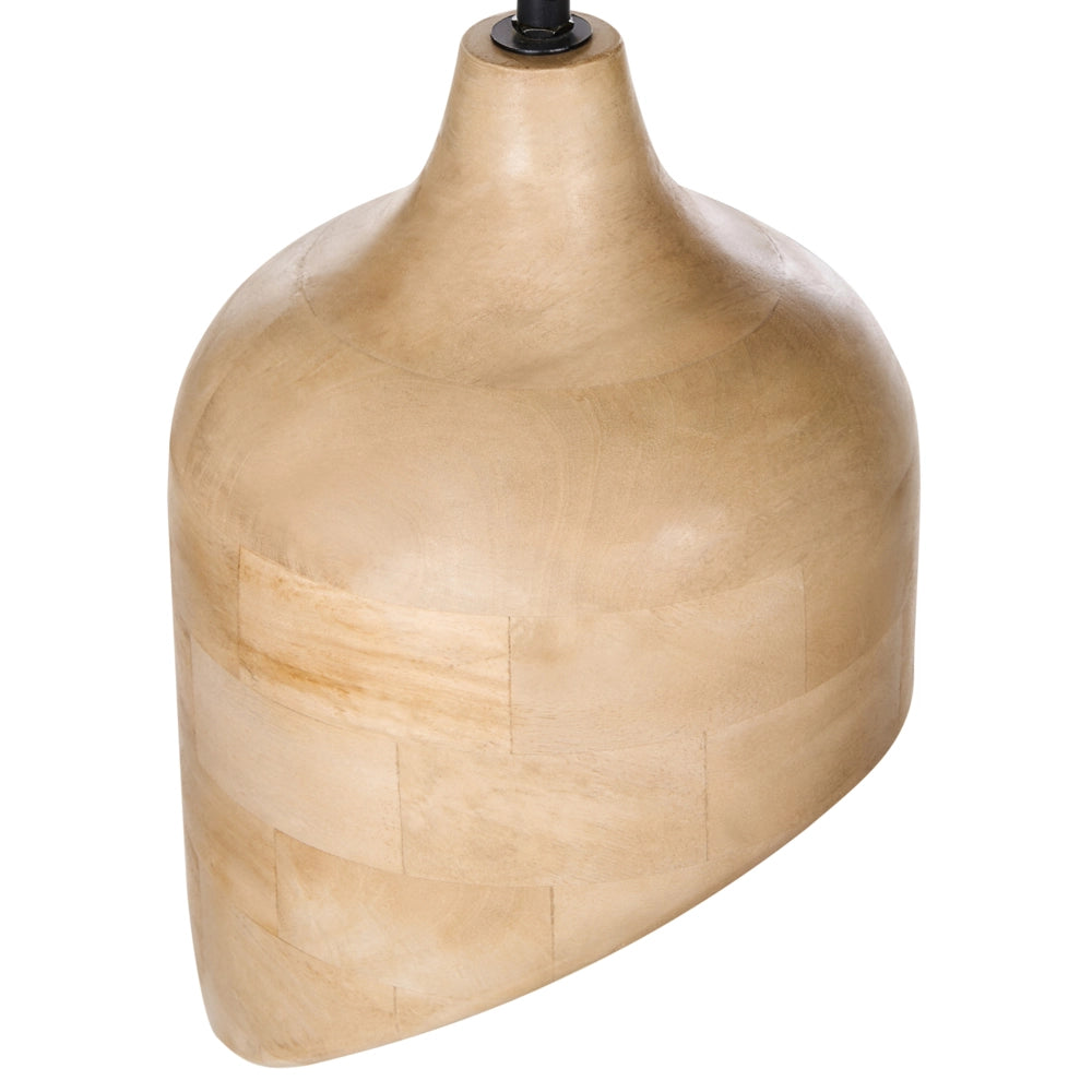 Lampadario di forma rotonda in legno di mango chiaro paralume regolabile appeso lampada da soffitto
