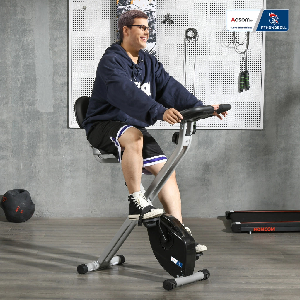 Bicicletta da camera pieghevole ¨C zephmum ¨C 8 livelli resistenza, sella regolabile, grigio