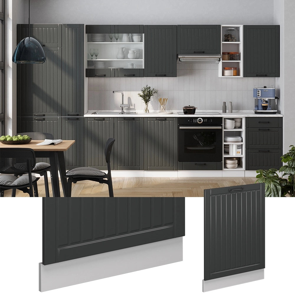 Pannello frontale della lavastoviglie Fame-Line Antracite rustico/Bianco 60 cm senza piano di lavoro Vicco