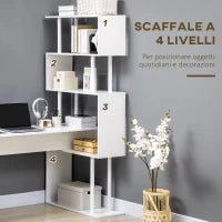 Scrivania Angolare Moderna in Truciolato per Ufficio e Studio con Ripiano a 4 Livelli, 120x80x176 cm, Bianco