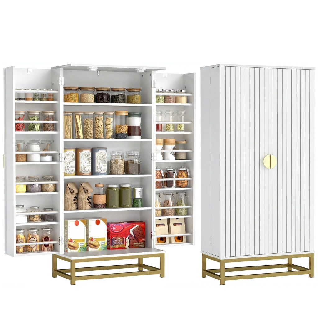 Armadio da cucina con ante e ripiani ¨C Zephmum ¨C Bianco 58x29x119,5cm