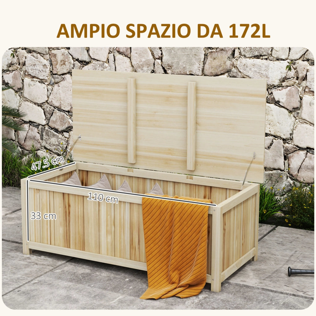 Panca Contenitore da Giardino in Legno di Abete ¨C Zephmum ¨C Legno 120x55x45cm