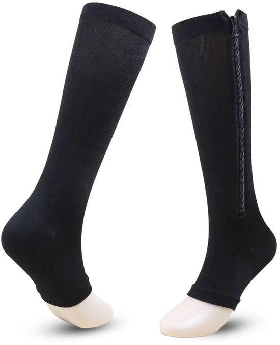 Compressi per piedi con cerniera - Calze compressivi - Aperti - Respiranti - Calze per piedi - 2 Pair - L/XL - Calze compressivi