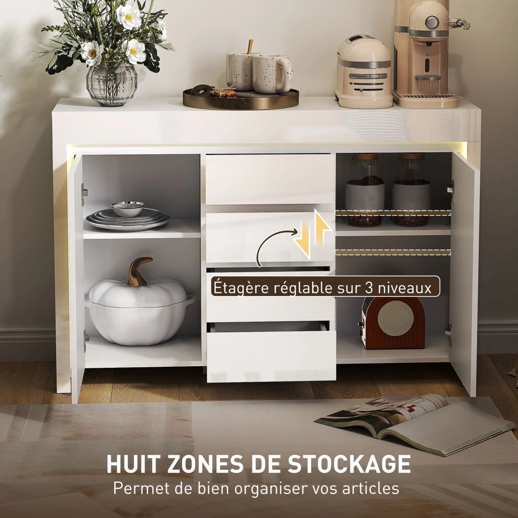 Buffet con cassetti e ante ¨C zephmum ¨C 120x34x80 cm bianco lucido