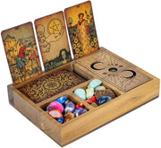 Tarotkaarthouder standard e deckbox con contenitore per cristalli, accessorio per tarot, decorazione per altare wicca, contenitore per 3 carte con spazio profondo.