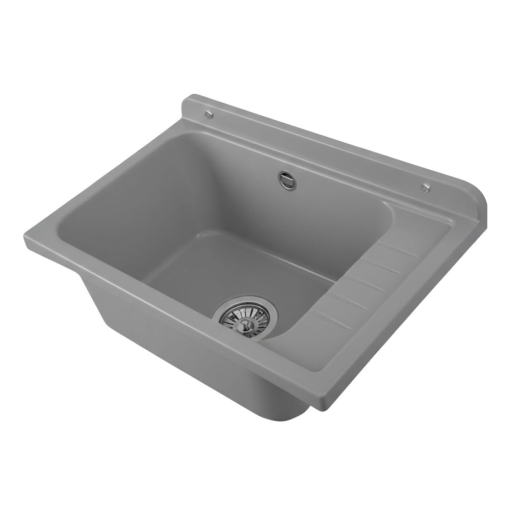 Pilozzo da muro 58x38 cm grigio in PVC con piletta in acciaio inclusa