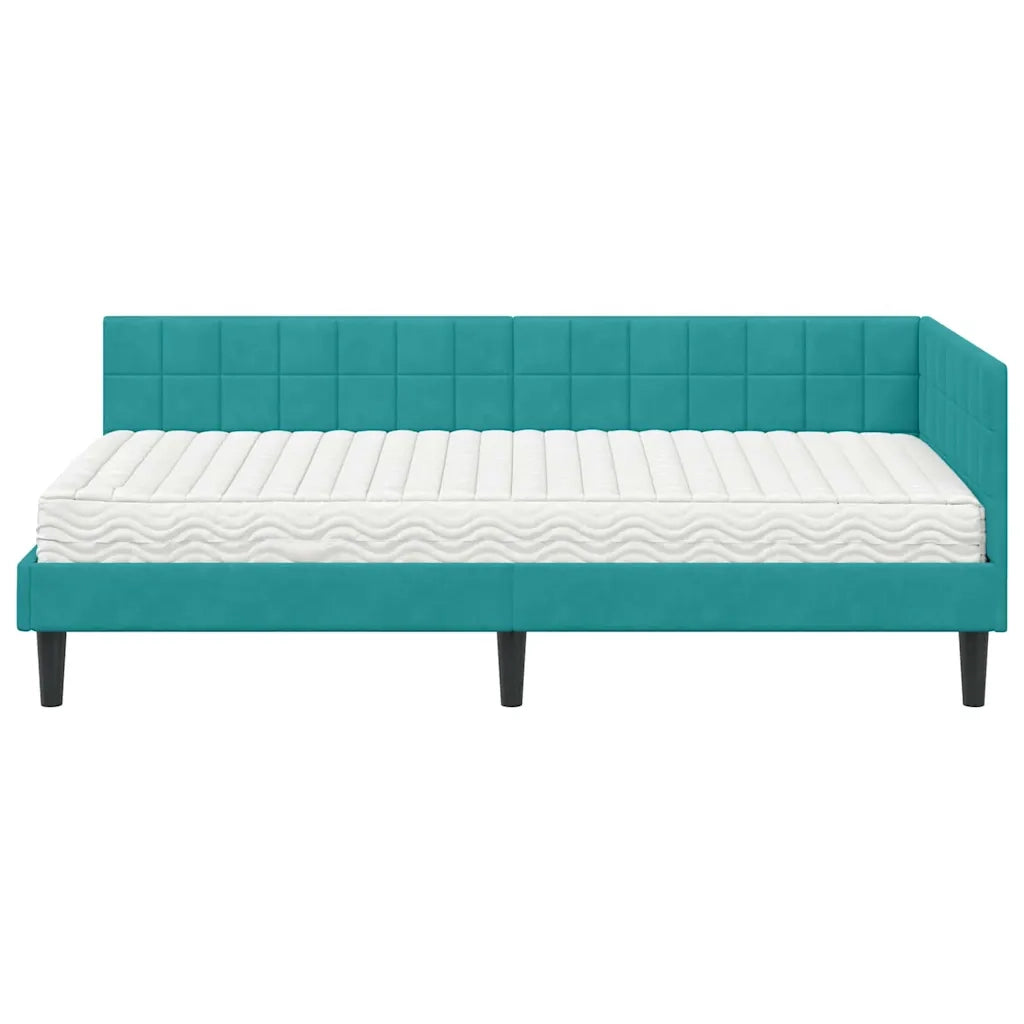 Struttura Letto Angolare con Materasso 2 pcs Turchese Velluto