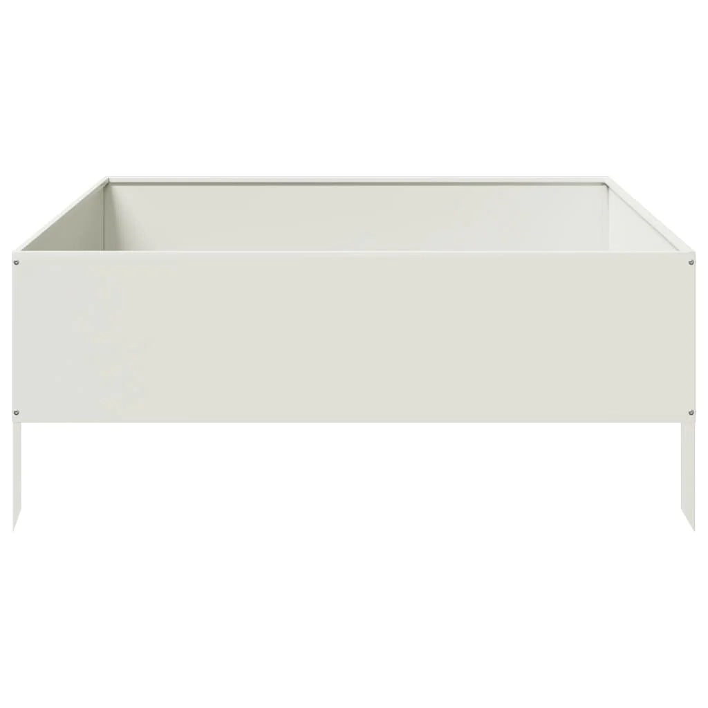 Fioriera rialzata per piante fiori patio giardino 100 x 100 x 25 cm acciaio bianco 02_0039265