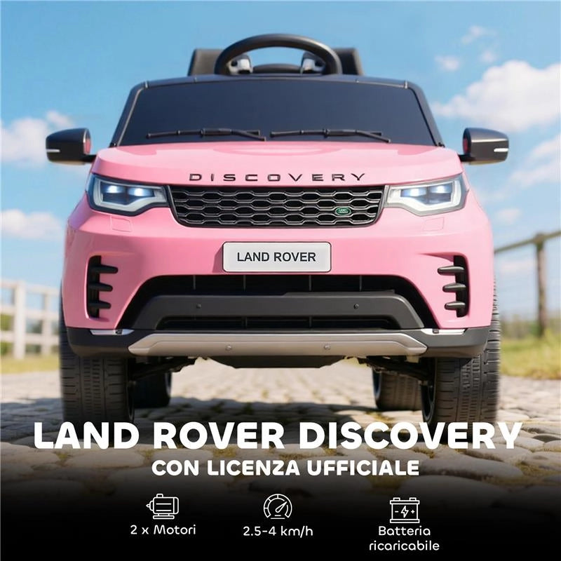 MACCHINA ELETTRICA PER BAMBINI LICENZA LAND ROVER CON FARI LED, CLACSON E TELECOMANDO, 105X68.5X58 CM, ROSA