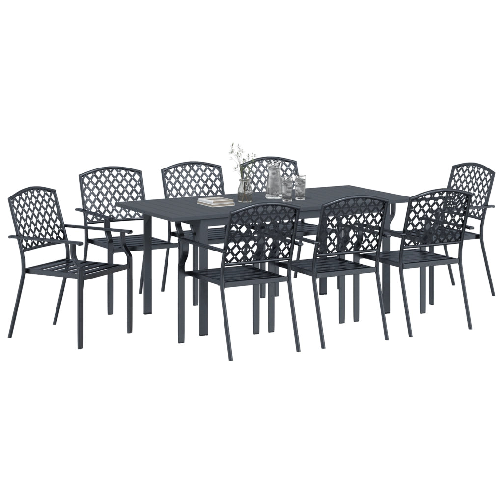 Set da Pranzo da Giardino  da 9 Pezzi in Acciaio Antracite