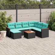 Set Divani da Giardino 8 pz con Cuscini Nero in Polyrattan 3226211