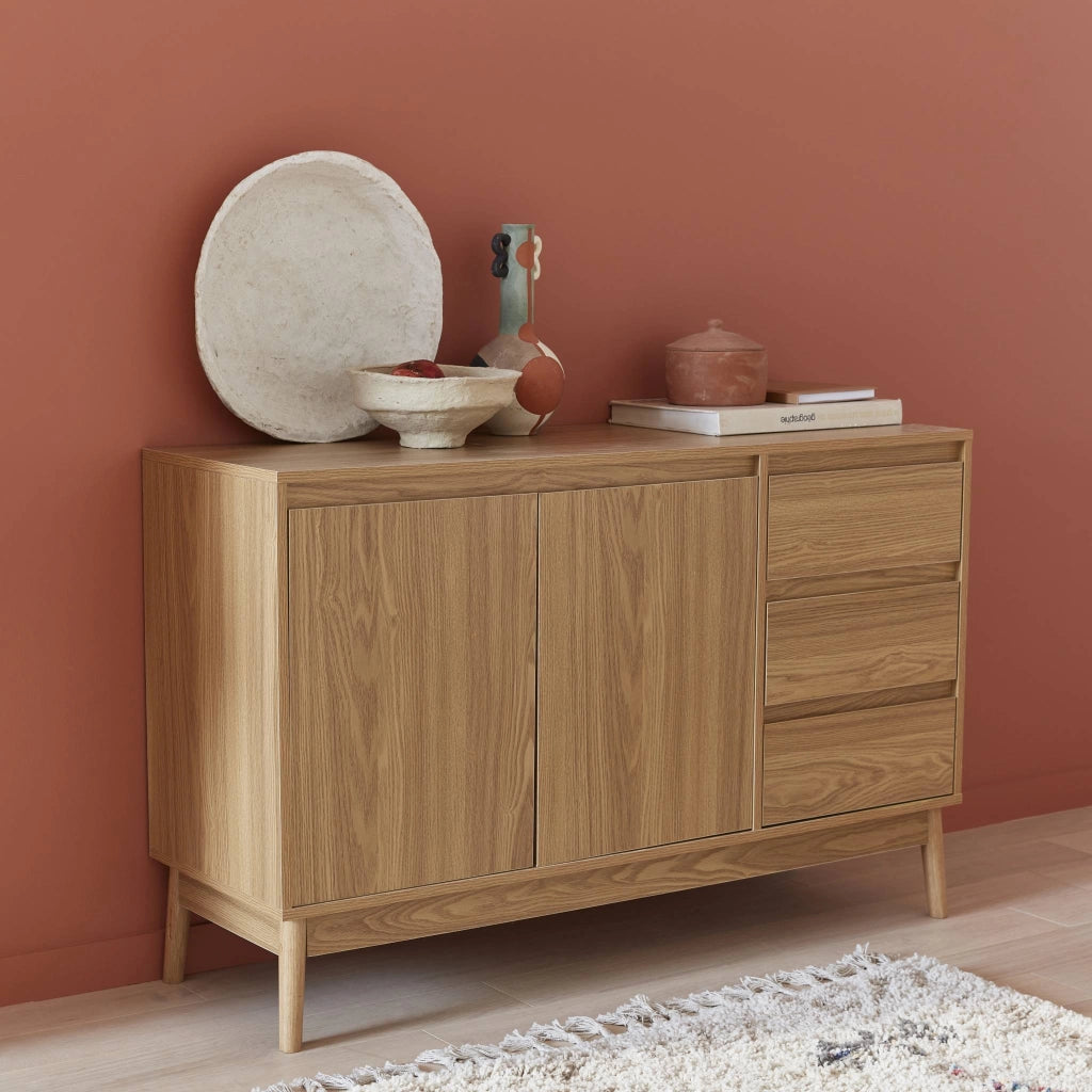 Credenza effetto legno a 2 ante, 120cm, marrone naturale