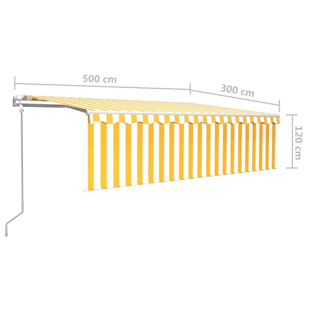 Tenda Retrattile Automatica con Parasole 5x3m Gialla Bianca 3069348