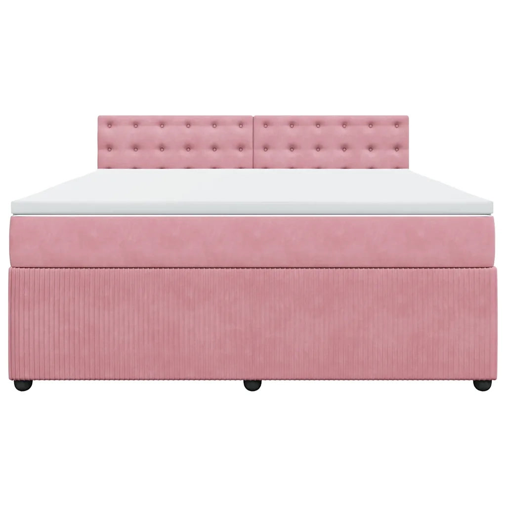 Giroletto a Molle con Materasso Rosa 180x200 cm in Velluto 3287823