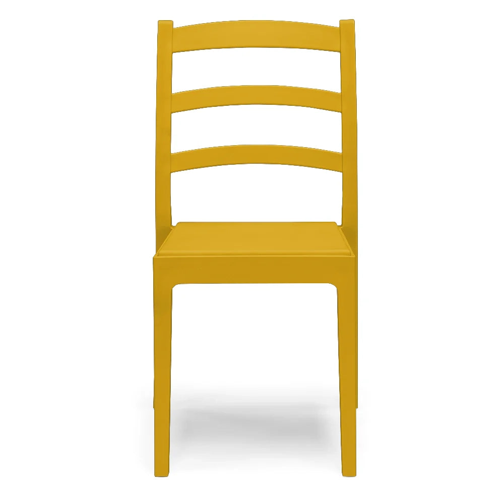 Set 4 Sedie in polipropilene REA, MADE IN ITALY, impilabile, resistente ai raggi UV, design classico, ideale per sala da pranzo, cucina, sala d’attesa, bar, ristoranti o giardino, colore Senape