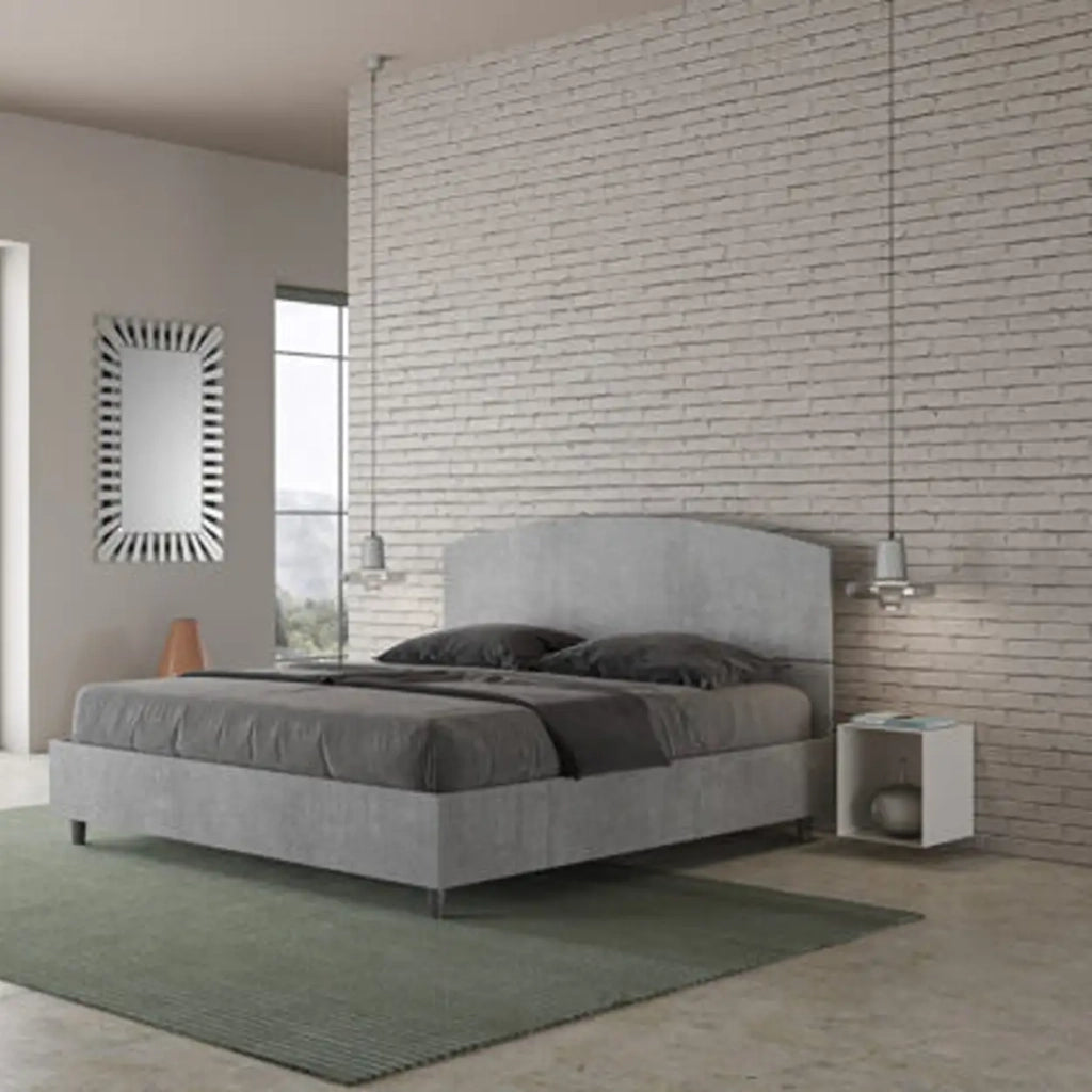 Letto matrimoniale con rete 160x200 cemento Dora