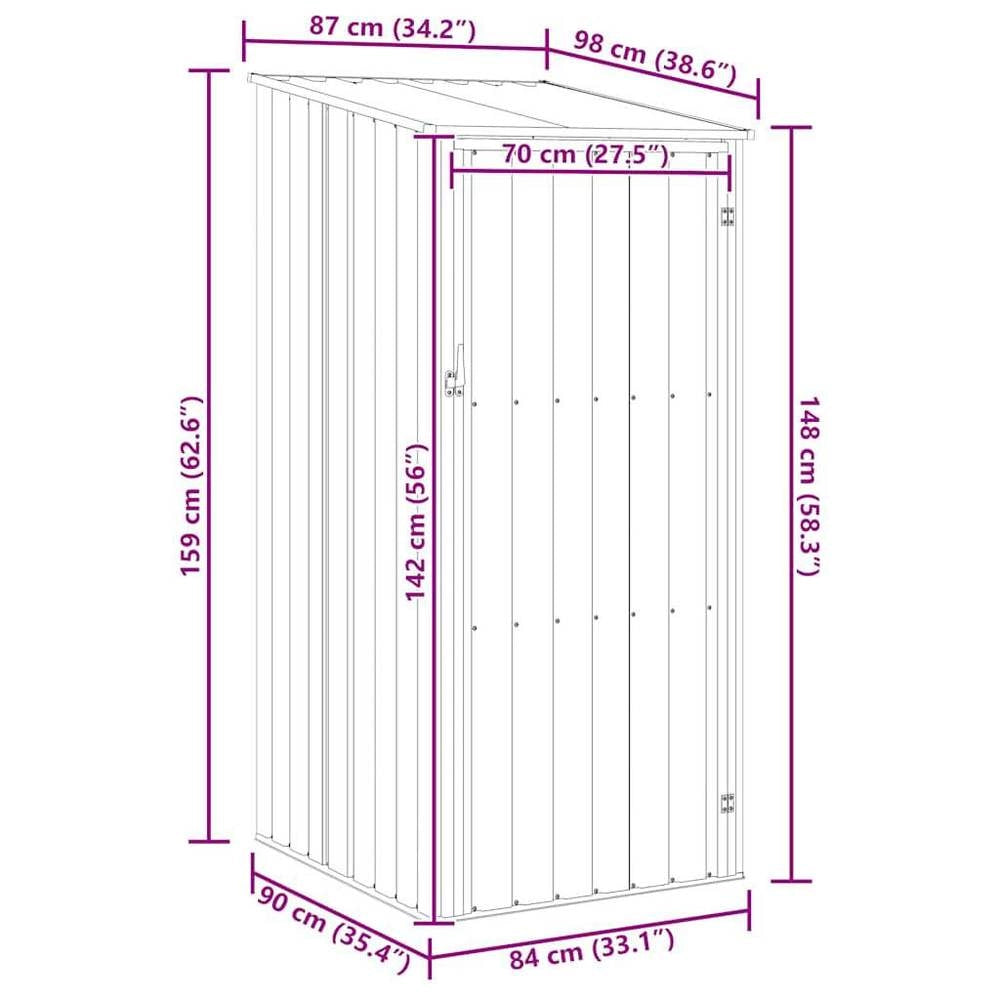 Garden Shed, Grey, 87x98x159 Cm, Galvanized Steel