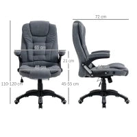 Sedia da Ufficio Ergonomica Reclinabile, Altezza Regolabile e Dondolamento, Poltrona Girevole con Ruote, 65x72x110-120cm, Grigio