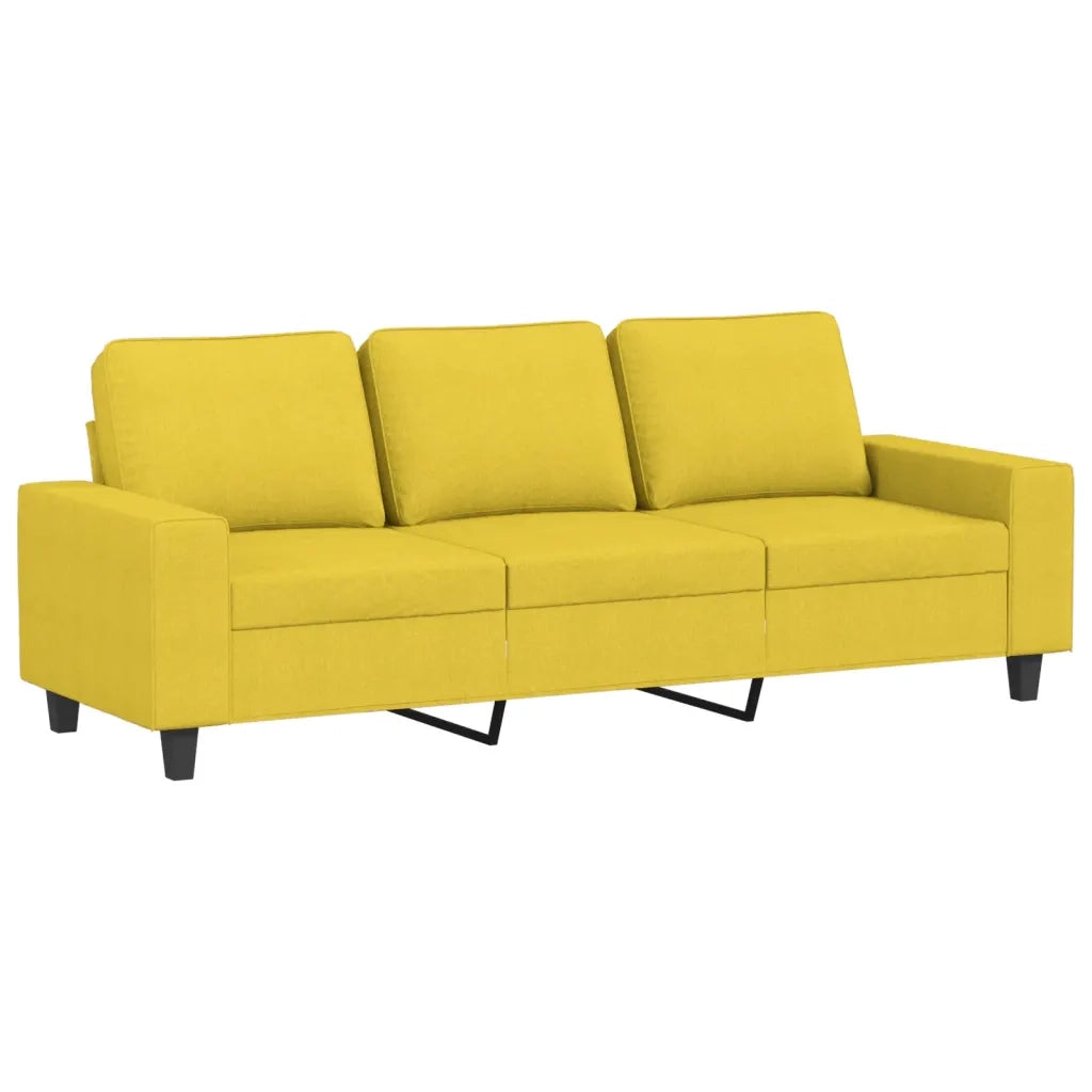 Divano a 3 Posti Giallo Chiaro 180 cm in Tessuto