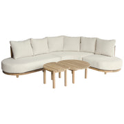 Set di mobili da giardino a 5 posti in acacia con cuscini beige LAGOA