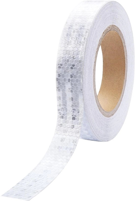 Tappetino riflettente 23m x 2,5cm - Adesivo autoadesivo acqua resistente - Cintura di sicurezza riflettente - Disegno a scacchiera - Adatto per Auto/Moto/Ciclo - Materiale PVC di alta qualità - Tappetino di sicurezza