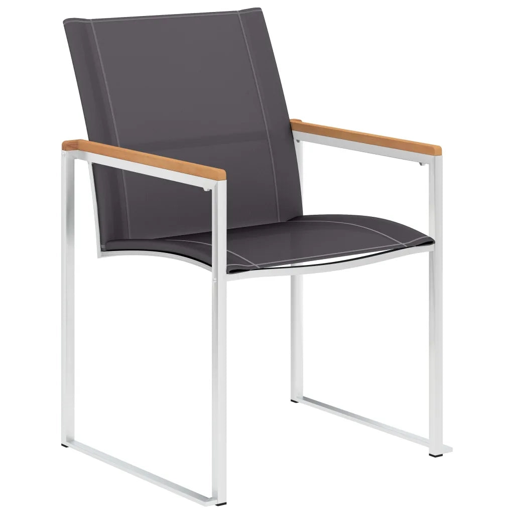 Sedie da Giardino 4 pz in Textilene e Acciaio Inox Grigie 46516