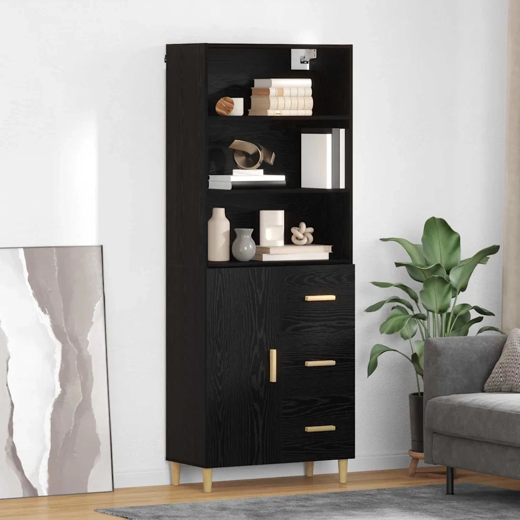 Credenza Rovere Nero 69,5 x 32,5 x 180 cm Legno multistrato
