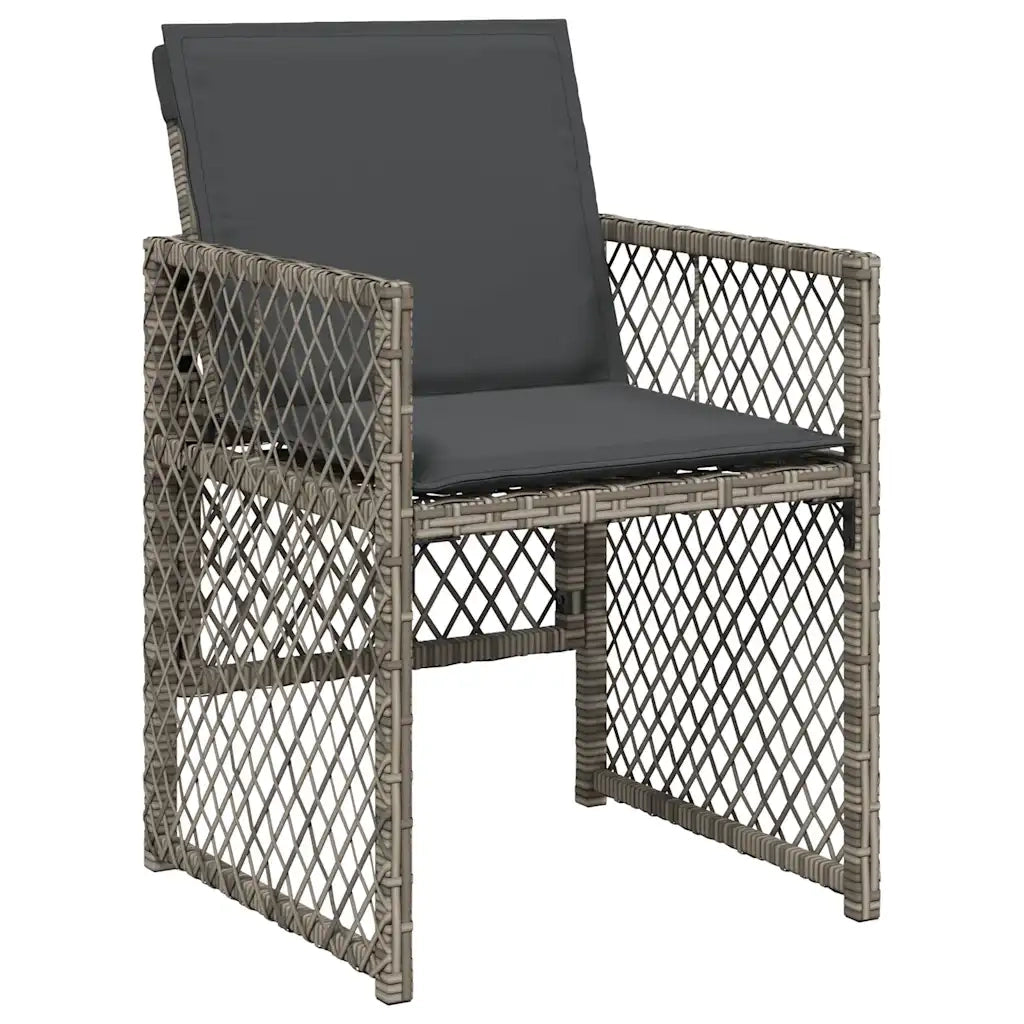Set da Pranzo da Giardino 15 pz con Cuscini Grigio Polyrattan 3210872