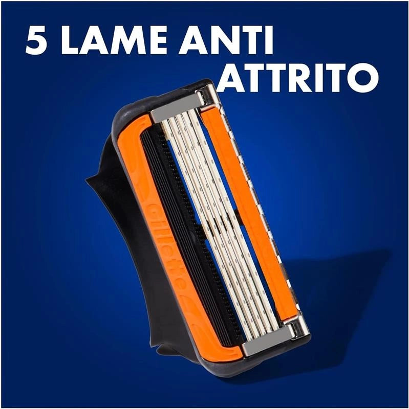 GILLETTE FUSION 5 PROGLIDE POWER LAMETTE DA BARBA PER RASOIO DI SICUREZZA 4 RICAMBI+5 LAME RIFINISCE LE AREE PIÙ DIFFICILI