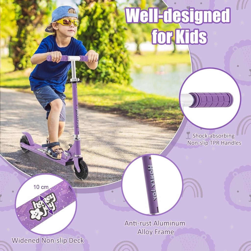 Monopattino per bambini con 2 ruote a LED e freni, skateboard pieghevole con 3 altezze regolabili, in alluminio con carico 50 kg, per bambini
