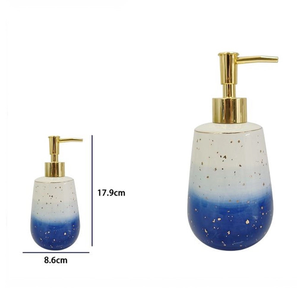 Trade Shop - Dispenser Per Sapone Liquido Bianco Blu Lavandino Accessori Arredo Bagno 79966 -