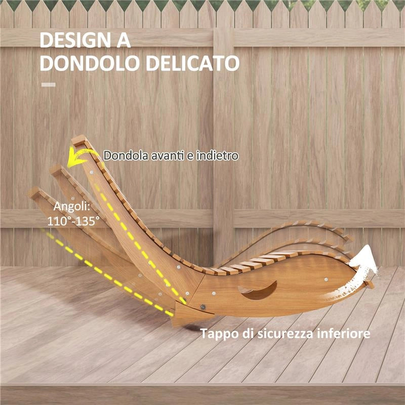 SEDIA A DONDOLO DA GIARDINO A S CON SEDUTA ERGONOMICA, IN LEGNO DI ABETE E DI PINO, 130X60X60 CM