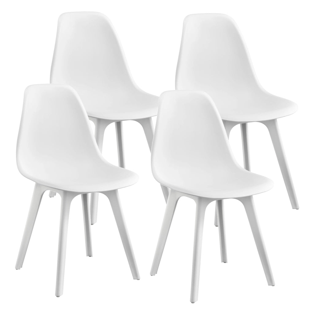 [en.casa] Sedie per Sala da Pranzo Design 83 x 54 x 48 cm Set di 4 Pezzi Plastica Bianco