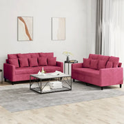 Set di Divani 2 pz con Cuscini Rosso Vino in Velluto 3201704