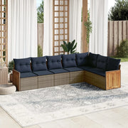 Set Divani da Giardino 7 pz con Cuscini Grigio in Polyrattan 3227713