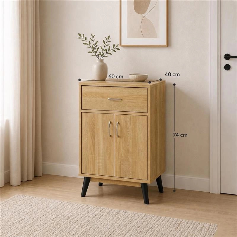 MOBILE IN MDF ROVERE CON 2 ANTE E CASSETTO MISURE: 60X40X74 CM