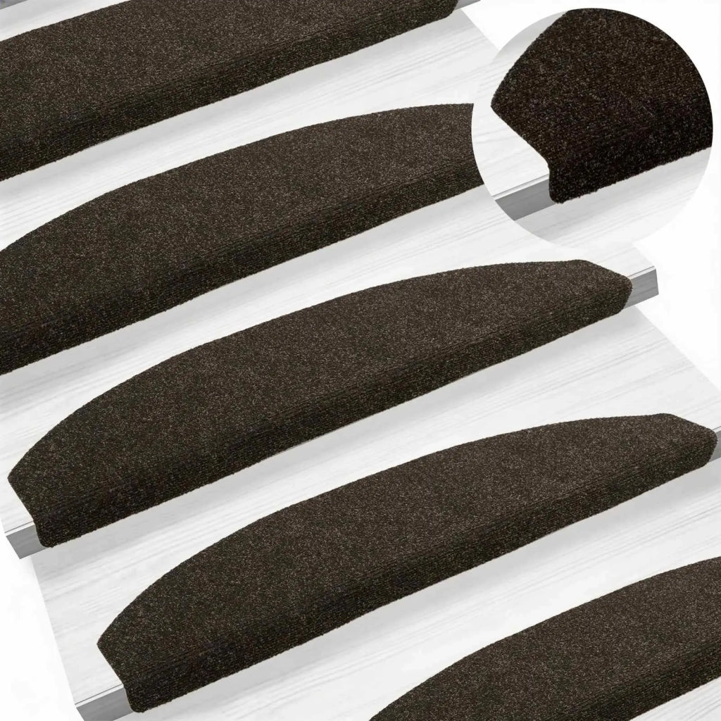 Tappetini per scale autoadesivi 15 pcs Marrone Scuro