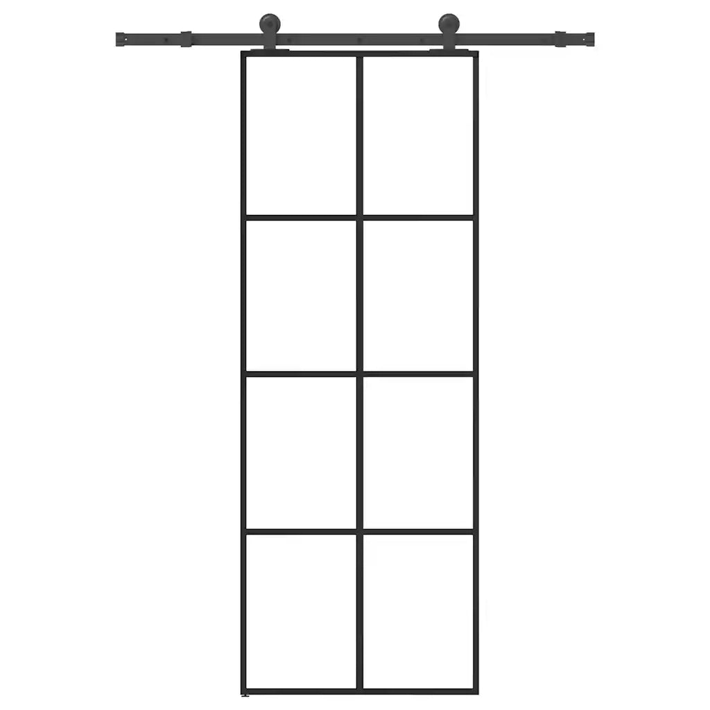 Porta Scorrevole con Ferramenta 76x205cm Vetro ESG Alluminio
