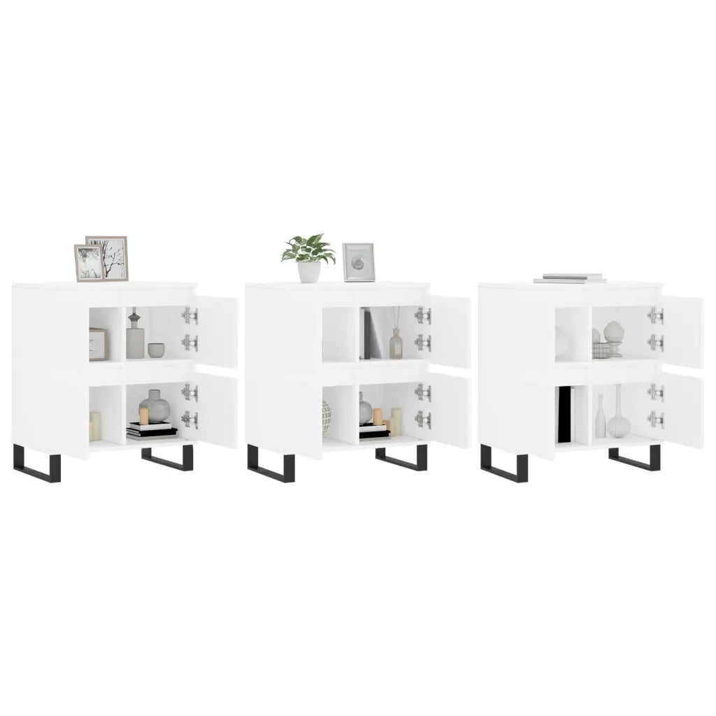 Credenze 3 pz | Madia | Buffet da pranzo | Armadio da pranzo Bianco in Legno Multistrato