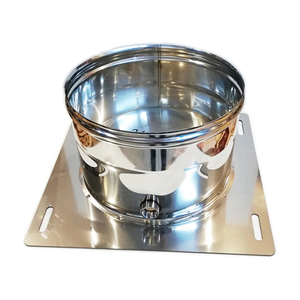 Piastra di base da 160mm in acciaio inox aisi 304 con spurgo