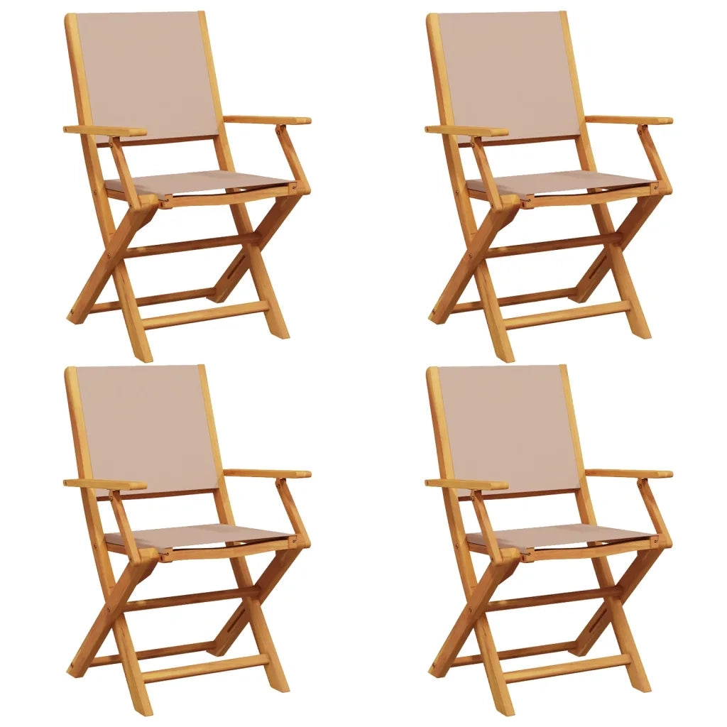 Sedie Giardino Pieghevoli 4pz Tortora Tessuto e Legno Massello