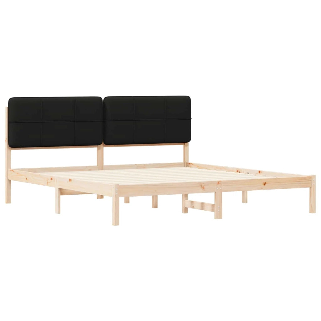 Letto con Testiera Rivestita Nero 200 x 200 cm Pino massello 3405569