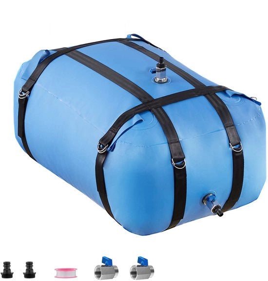 Sacca di stoccaggio acqua pieghevole da 35 galloni, borsa di acqua portatile duratura in TPU, serbatoio d'acqua leggero e flessibile per esterni, campeggio e irrigazione.