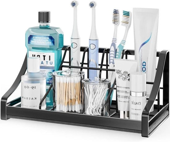 Organizzatore per Spazzolini da Denti con 7 Scomparti per Vasca da Bagno e Lavello Cucina - Ospita Spazzolini da Denti Elettrici e Contenitori per Dentifricio - Accessori per Vasca da Bagno con Ripiano di Stoccaggio