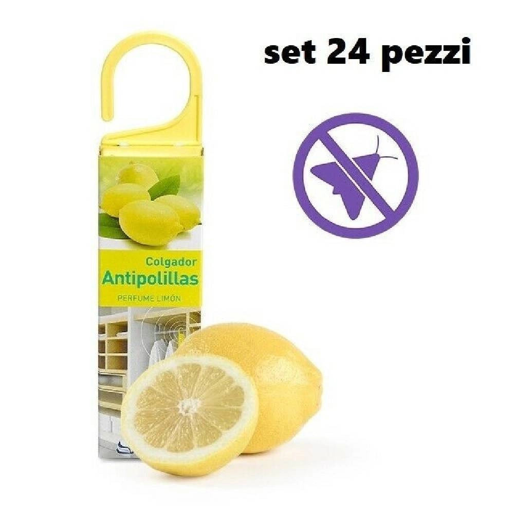 Trade Shop - Set 24 Pezzi Antitarmico Anti Tarme Profumato Con Gancio Deodorante Limone -